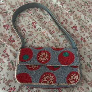 NOT FOR SALE Anthropologie Beaded Tomato Shoulder Bag